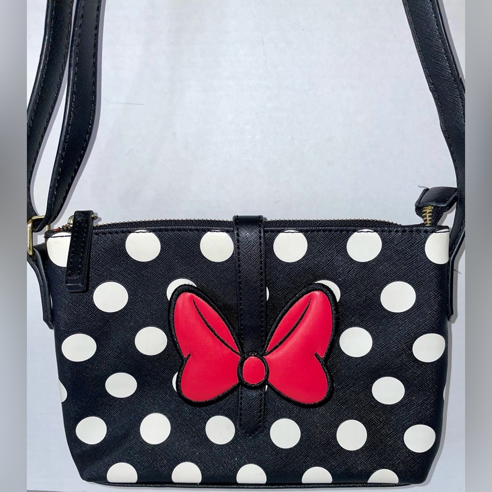 Minnie Mouse Disney Parks Authentic & Original Crossbody Bag Red Bow Black White